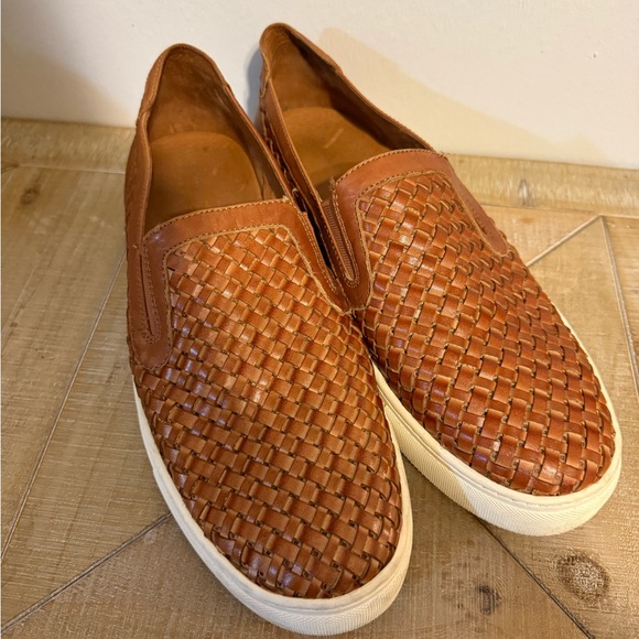 Donald J. Pliner Tan Woven Leather Loafers - Picture 6 of 8
